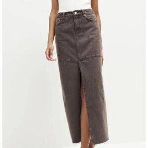 Reformation Black Tazz Mai Denim Skirt, Size 26 NWT $190